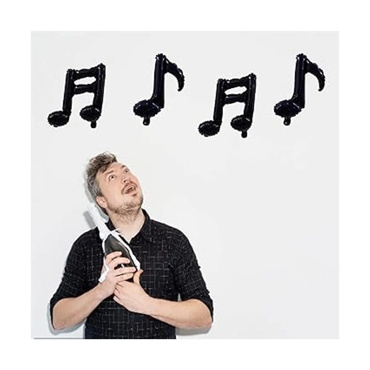 10 globos de mylar negros con notas musicales globos de_4