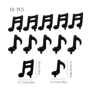 10 globos de mylar negros con notas musicales globos de_2