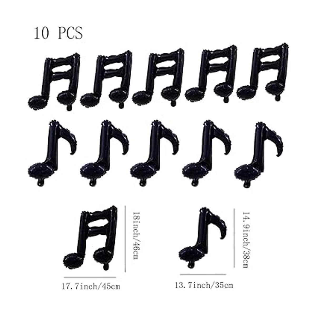 10 globos de mylar negros con notas musicales globos de_2