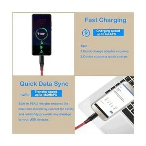 Cable de carga rápida USB tipo C paquete de 2 cables de_4