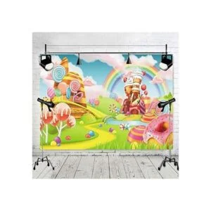 Qian Lollipop Backdrops Cartoon Candy Photo Rainbow Studio_5