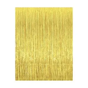 2 cortinas de flecos de oropel metálico dorado brillante_1