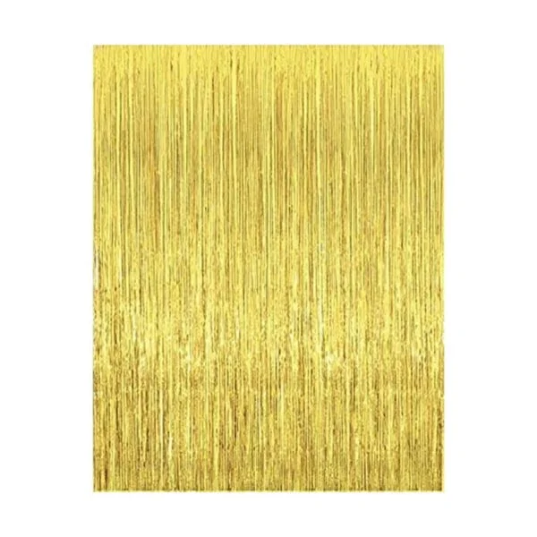 2 cortinas de flecos de oropel metálico dorado brillante_1