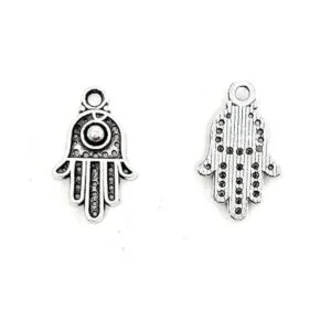 JIALEEY 100 dijes de plata antigua Hamsa con símbolo de_2