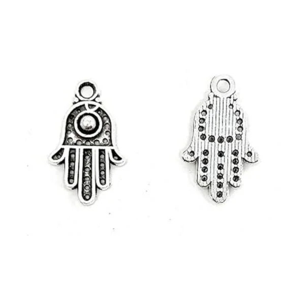 JIALEEY 100 dijes de plata antigua Hamsa con símbolo de_2