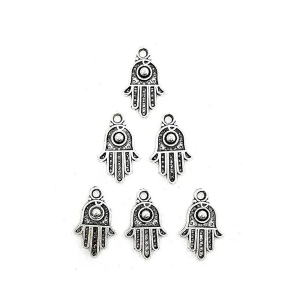JIALEEY 100 dijes de plata antigua Hamsa con símbolo de_4