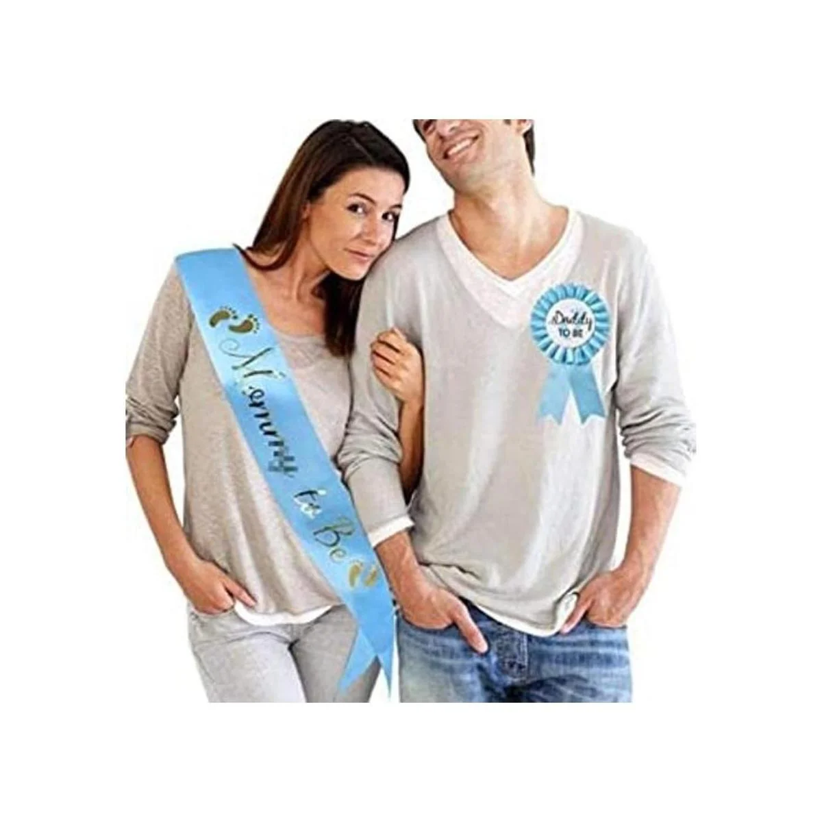 Decoración de baby shower banda azul claro para mamá a_1