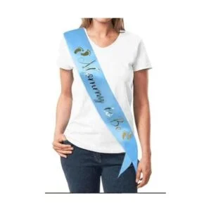 Decoración de baby shower banda azul claro para mamá a_2