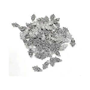 JIALEEY 100 dijes de plata antigua Hamsa con símbolo de_5