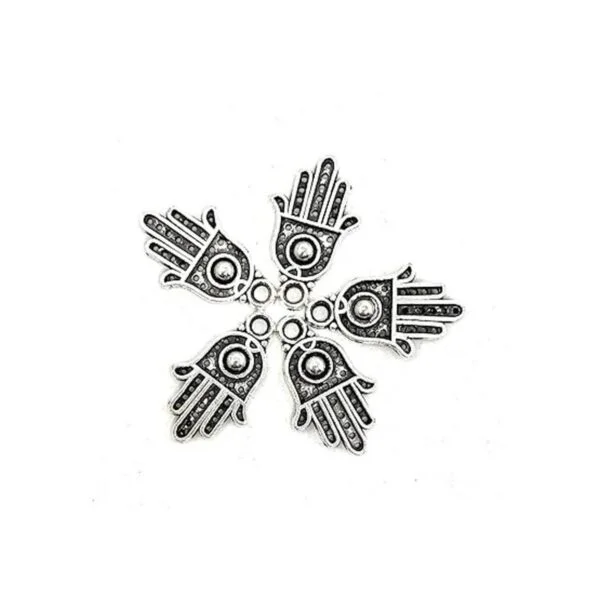 JIALEEY 100 dijes de plata antigua Hamsa con símbolo de_3