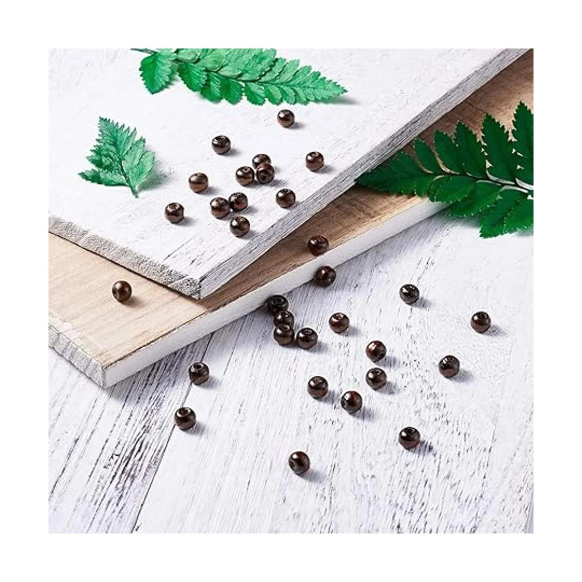 KISSITTY 200 cuentas redondas de madera marrón de 0.276 x