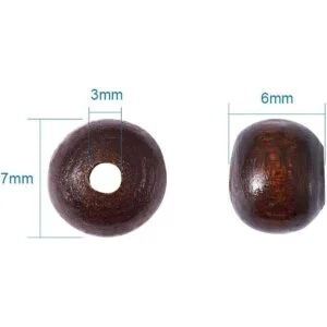 KISSITTY 200 cuentas redondas de madera marrón de 0.276 x