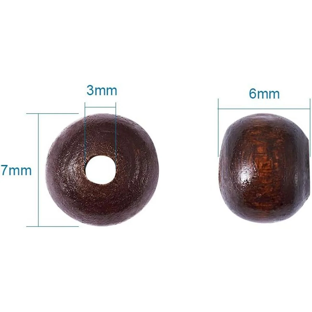 KISSITTY 200 cuentas redondas de madera marrón de 0.276 x
