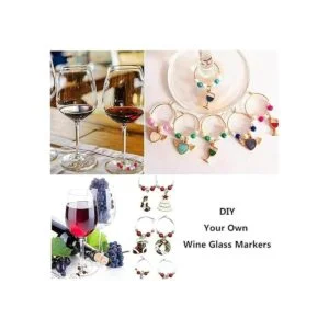 TOAOB 100 anillos de cristal de vino chapados en plata de