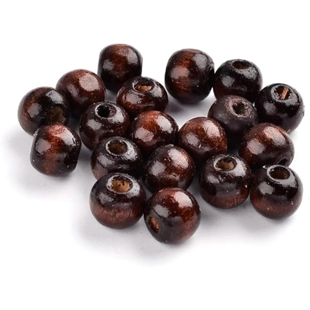 KISSITTY 200 cuentas redondas de madera marrón de 0.276 x