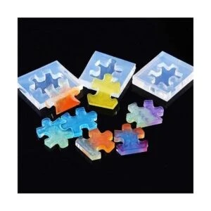 4 piezas de moldes de resina de silicona para rompecabezas