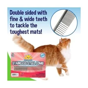 Peine de metal de acero inoxidable premium para perros y_3