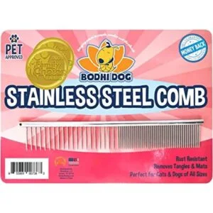 Peine de metal de acero inoxidable premium para perros y_1