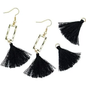 AUEAR 100 piezas mini de borla negra de abalorios