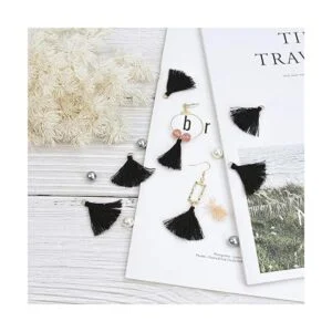 AUEAR 100 piezas mini de borla negra de abalorios