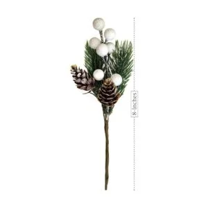 Bayas de Navidad blancastallos de bayas con ramas de pino_2