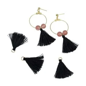 AUEAR 100 piezas mini de borla negra de abalorios