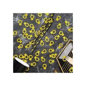 MOWO Anillo de diamante dorado con confeti para decoración_3