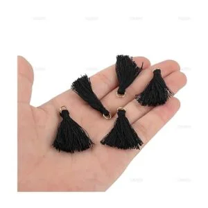 AUEAR 100 piezas mini de borla negra de abalorios