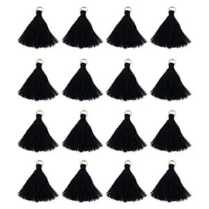 AUEAR 100 piezas mini de borla negra de abalorios
