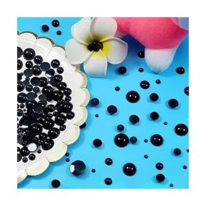 TOAOB 830 cuentas redondas de plástico negro de 0.157 in