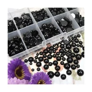 TOAOB 830 cuentas redondas de plástico negro de 0.157 in