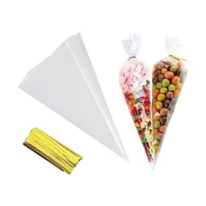 GOETOR Bolsa de cono 100 bolsas transparentes de celofán_1