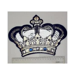 Dandan DIY Parche bordado de corona grande con lentejuelas_4