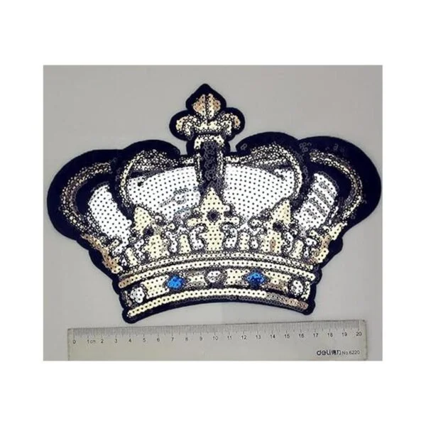 Dandan DIY Parche bordado de corona grande con lentejuelas_4