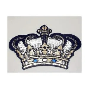 Dandan DIY Parche bordado de corona grande con lentejuelas_2