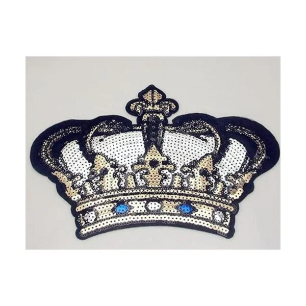 Dandan DIY Parche bordado de corona grande con lentejuelas_2
