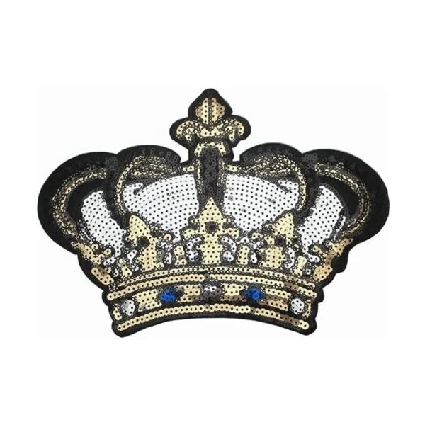 Dandan DIY Parche bordado de corona grande con lentejuelas_1
