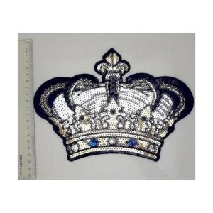 Dandan DIY Parche bordado de corona grande con lentejuelas_3
