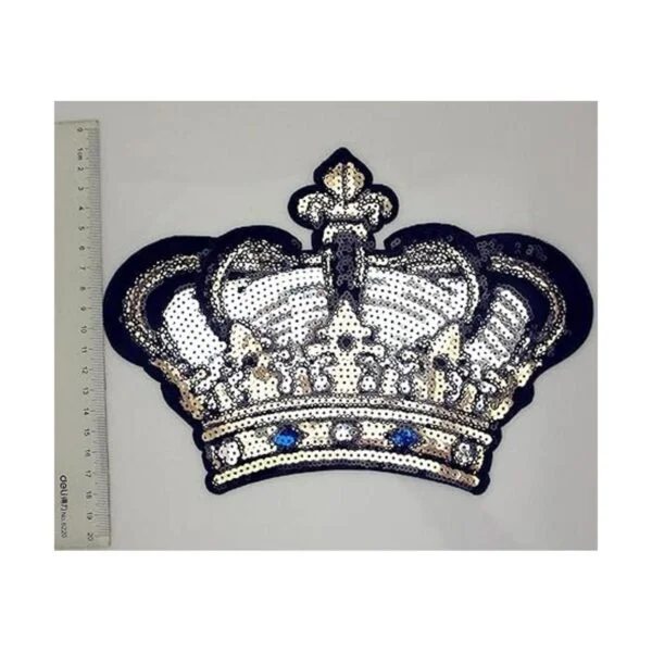 Dandan DIY Parche bordado de corona grande con lentejuelas_3