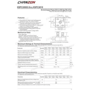 Chanzon KBPC5010 Diodo rectificador de puente 50A 1000V_2
