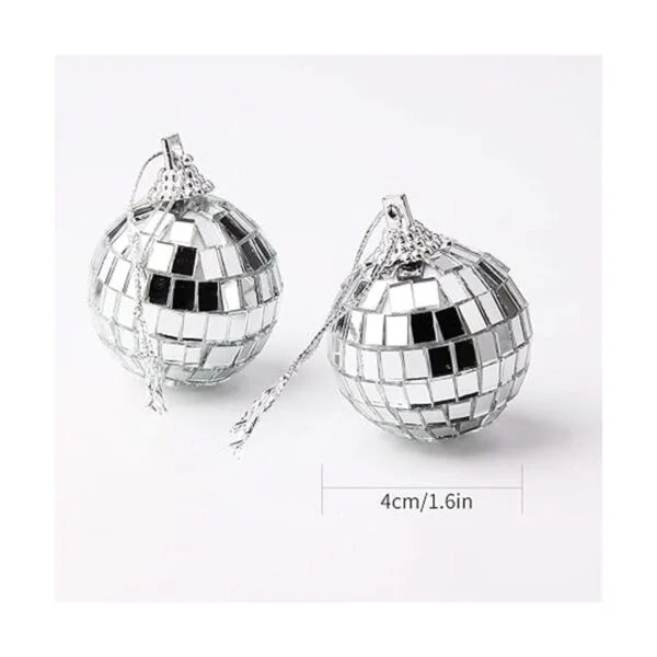 24 bolas de espejo de discoteca plateadas para decoración