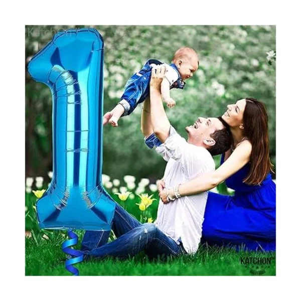 Globo gigante azul 1 para primer cumpleaños 40 pulgadas_2