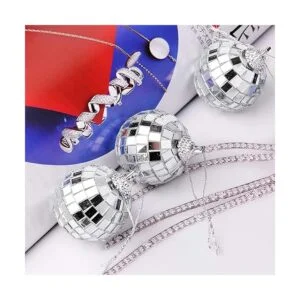 24 bolas de espejo de discoteca plateadas para decoración