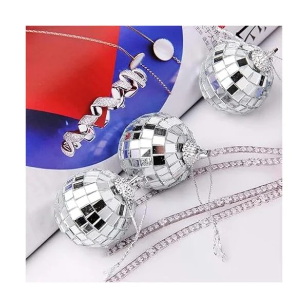 24 bolas de espejo de discoteca plateadas para decoración
