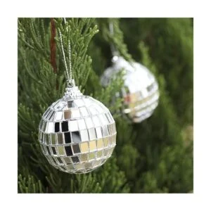 24 bolas de espejo de discoteca plateadas para decoración