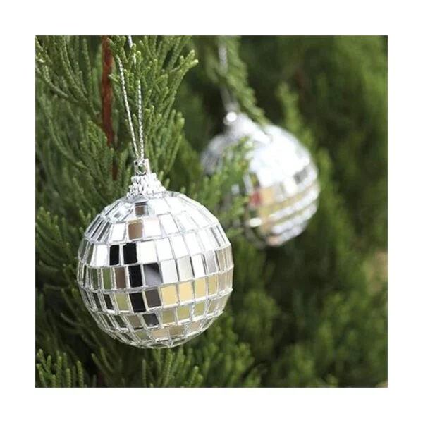 24 bolas de espejo de discoteca plateadas para decoración