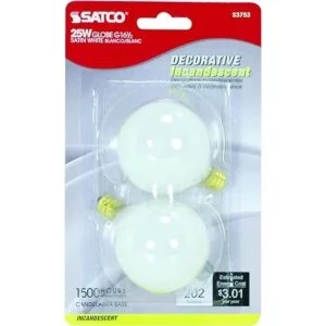 Satco S3753 120 V candelabro Base 25watt G16.5 Bombilla_2