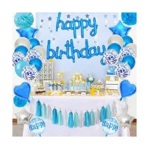 Globos de feliz cumpleaños azules de 16 pulgadas letras_6