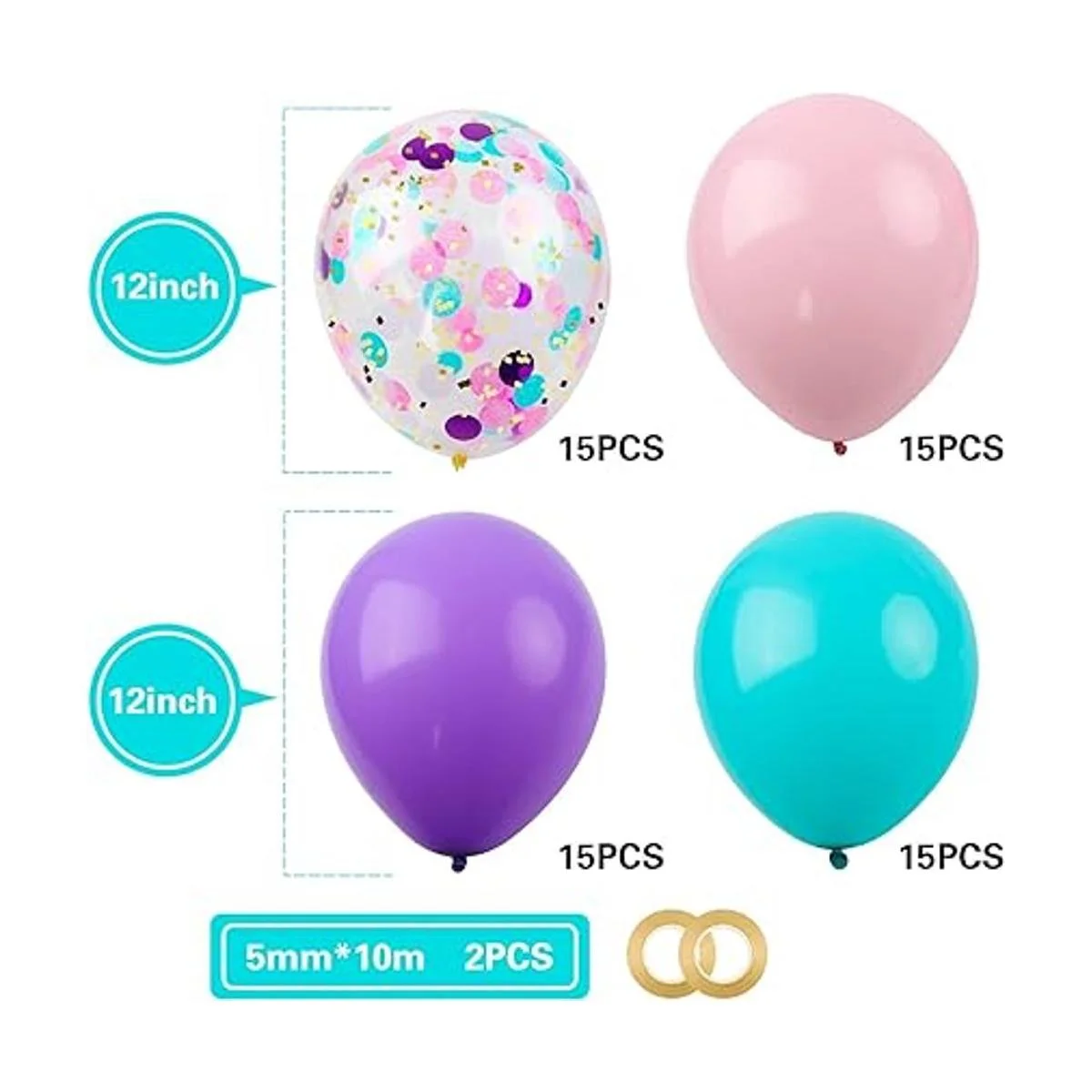 RUBFAC 60 globos de sirena de unicornio con globos de_2