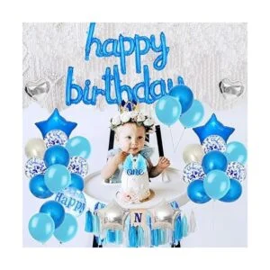 Globos de feliz cumpleaños azules de 16 pulgadas letras_5